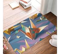 Zerbino 60 x 40 cm, antiscivolo, lavabile in lavatrice, origami, gru, porta d'ingresso, per interni ed esterni, per garage, patio, portico, fattoria