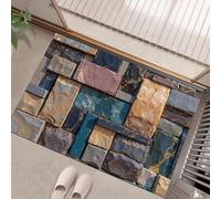 Zerbino 60 x 90 cm per Interni ed Esterni, Architettura moderna, tappetino lavabile in lavatrice, tappetino assorbente per pavimento, Arte murale in pietra, tappeto ingresso, giallo blu