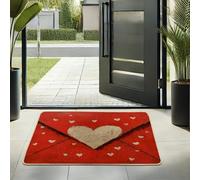 Zerbino a busta a forma di cuore per San Valentino, lettera d'amore rossa, decorazione per interni ed esterni, antiscivolo, impermeabile, anti-polvere, facile da pulire, 73 x 43 cm