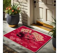 Zerbino a cubetti per San Valentino, motivo: cuori rossi, decorazione vintage per casinò, antiscivolo, facile da pulire, assorbe la polvere, 73 x 43 cm