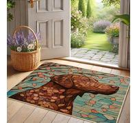 Zerbino a foglia d'autunno per cane marrone per decorazione stagionale di ingresso esterno in gomma impermeabile antiscivolo per assorbire la polvere facile da pulire, 73 x 43 cm