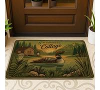 Zerbino a forma di anatra, stile rustico con lanterna in stile cottage, verde estivo, antiscivolo, cattura lo sporco, decorazione per la casa, per ingresso, portico esterno, balcone, 73 x 43 cm