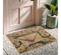 Zerbino a forma di cuore, per interni ed esterni, per decorazione primaverile e d'amore, resistente all'acqua, antiscivolo, facile da pulire, 73,7 x 43,2 cm