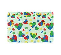 Zerbino a forma di cuore puzzle autismo Zerbino morbido antiscivolo per interni Tappetino per casa assorbente Tappetino per interni resistente alle macchie 23,6x15,7 pollici per patio d'ingresso dom
