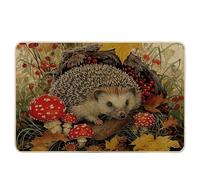 Zerbino a forma di fungo, con foglie e foglie botaniche, frutta, erba, animali, giallo, rosso, gomma, impermeabile, cattura sporco, cucina, campeggio, ufficio, casa, zerbino, 43 x 73 cm