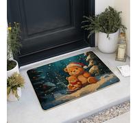 Zerbino a forma di orsetto di Natale per la decorazione di Natale per esterni e interni, in gomma impermeabile, antiscivolo, assorbe la polvere, facile da