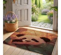 Zerbino a forma di panda, accogliente panda nero e bianco, decorazione per interni ed esterni, design con simpatici animali, in gomma impermeabile, antiscivolo, assorbe lo sporco, facile da pulire, 73