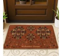 Zerbino a forma di stella, rustico tradizionale fiore diamante caduta ruggine gomma antiscivolo zerbino per pavimento per casa ufficio esterno interno decorazione 73 x 43 cm