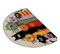 Zerbino a mezza luna, 40 x 60 cm, per interni ed esterni, antiscivolo, per porta d'ingresso, stampa zucca, autunno, inverno, primavera, estate, tutte le stagioni (D)