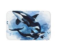 Zerbino ad acquerello con balena assassina, antiscivolo, assorbente, 60 x 40 cm, tappetino di benvenuto per interni ed esterni, tappetino da pavimento