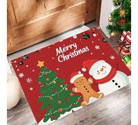 Zerbino Albero Natale Omino Pan Zenzero Pupazzo Neve per Interni, 60x90cm, Antiscivolo Tappeto da Ingresso, Stile Natale, Lavabile in Lavatrice, Tappetino a Pelo Basso, Non Perde Pelo, per Ingresso