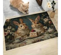 Zerbino Animali carini da Esterno - Tappeto Esterno Coniglio che mangia la torta Antiscivolo Welcome,Decorazioni per Casa per Camera Giardino Ufficio,Aula Scuola Appartamento Completo