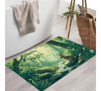 Zerbino Animali Della Foresta Dei Sogni Luce Sole Conigli Ruscello 40X60Cm | Zerbino Di Benvenuto Antiscivolo Verde Smeraldo, Tappetino Lavabile Decorativo Per Interni Porta D'Ingresso, Cucina Veranda