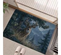 Zerbino Animali selvatici Foresta dei cervi dalla coda bianca - 40 x 60 cm - Zerbino Ingresso Casa con Superficie Antiscivolo in TPR - Per Corridoi, Porte Esterne - Accessori per la Casa - Verde scuro