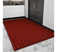 Zerbino anti-sporco, antiscivolo, a basso profilo, resistente, per interni/esterni, per porta anteriore/posteriore, ingresso, patio, grande, 120 x 200 cm, colore rosso