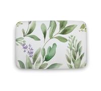 Zerbino antiscivolo assorbente per interni ed esterni, morbido, lavabile, con fiori verdi, acquarello, erbe, salvia, foglie e rami, tappeto per ingresso, casa, esterno, cortile, patio, 40 x 60 cm