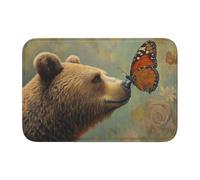 Zerbino antiscivolo con farfalla sul naso dell'orso, per interni ed esterni, 40 x 60 cm