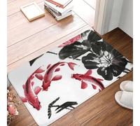 Zerbino antiscivolo con motivo a pesce koi rosso e fiore di loto tappeto anti-sabbia per cucina ingresso camera da letto casa