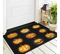 Zerbino Antiscivolo Interni Ed Esterni Con Retro In Gomma Antiscivolo,Colore Arancione Lanterna Di Jack Lampeggiante Arte Dei Cartoni Animati Decorazione Per Halloween Bagno Cucina Camera,50X80Cm