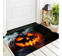 Zerbino Antiscivolo Interni Ed Esterni Con Retro In Gomma Antiscivolo,Colore Arancione Zucca Affumicata Arte Della Personalità Decorazione Per Halloween Bagno Cucina Camera,50X80Cm