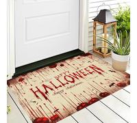 Zerbino Antiscivolo Interni Ed Esterni Con Retro In Gomma Antiscivolo,Rosso Testo Del Ragno Arte Strana Decorazione Per Halloween Bagno Cucina Camera,50X80Cm