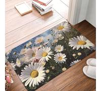 Zerbino antiscivolo per porta d'ingresso, lavabile, con belle margherite, tappetino per ingresso, tappetino in flanella assorbente, tappetino da bagno per camera da letto, bagno, cucina, 40,6 x 61 cm