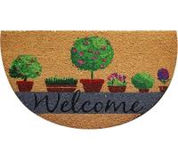 Zerbino art KERA IN fibra di cocco naturale stampato fantasia tappeto ingresso casa asciuga passo con retro pvc antiscivolo doormat esterno casa giardino (MEZZALUNA DIS 4, 38 X 68 CM)