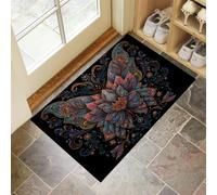 Zerbino Arte Mandala Farfalla Psichedelica per Ingresso 50 x 80 cm, Antiscivolo e Resistente, Assorbe Acqua e Sporco, Facile da Pulire, Ideale per Porta, Corridoio e Casa,Rosso E Blu