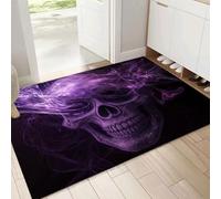 Zerbino Arti Oscure, 50x80cm Zerbino con Disegni in Gomma, Fumo Scheletri Tappeto per Ingresso Interno, Fondo Antiscivolo Gommato, Facile da Pulire Rettangolare, Viola scuro