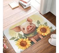 Zerbino assorbente antiscivolo con motivo sorridente, 40 x 60 cm, in flanella, tappetino di benvenuto, per esterni, porta d'ingresso, resistente, lavabile, per cucina, patio, portico