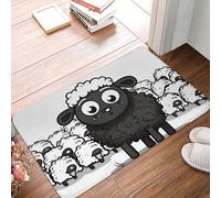 Zerbino assorbente, antiscivolo, per tutte le stagioni, resistente, con motivo con pecore nere e bianche, a basso profilo, per portico, ingresso, cucina, bagno, 60 x 40 cm