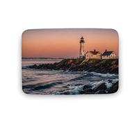 Zerbino assorbente da bagno, tappetino da bagno antiscivolo, morbido, tappetino da bagno, 40 x 60 cm, tappetino per ingresso Portland River Lighthouse Sunrise, lavabile, tappeto per interni