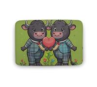 Zerbino assorbente da bagno, tappetino da bagno antiscivolo, morbido, tappetino da bagno, 40 x 60 cm, tappetino per ingresso e porta d'ingresso, motivo a quadri, bufalo, cuore, gnomo, amore, lavabile