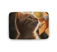 Zerbino assorbente da bagno, tappetino da bagno antiscivolo, morbido, tappetino da bagno, 40 x 60 cm, tappetino per ingresso con gatto sotto le foglie, lavabile, tappeto per interni, decorazione per