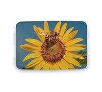 Zerbino assorbente da bagno, tappetino da bagno antiscivolo, morbido, tappetino da bagno, 40 x 60 cm, tappetino per ingresso con api e girasoli, lavabile, per interni, decorazione per la casa