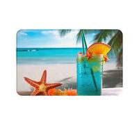 Zerbino assorbente per ingresso cocktail tropicale con stella marina, per interni ed esterni, antiscivolo, in flanella, tappetino da bagno a basso profilo, 50,8 x 80 cm