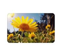 Zerbino assorbente per ingresso con fiori gialli sotto il sole, per interni ed esterni, antiscivolo, in flanella, tappetino da bagno a basso profilo, 50,8 x 80 cm
