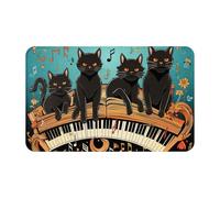 Zerbino assorbente per porta d'ingresso, gatti sdraiati sul pianoforte, tappetino per interni ed esterni, antiscivolo, in flanella, tappetino da bagno a basso profilo, 50,8 x 80 cm