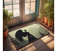Zerbino autunnale con ali silenziose, una misteriosa figura in un paesaggio nebbioso, tappetino per scarpe by Door Man Cave Accessories (65 x 90 cm)