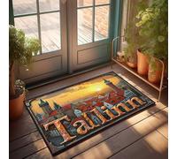 Zerbino autunnale con tramonto sulle strade storiche di Tallinn, zerbino Estonia per scarpe by Door Man Cave Accessories (50 x 80 cm)