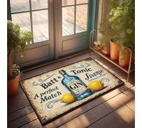 Zerbino autunnale per esterni vintage con pubblicità gin & tonic: un classico senza tempo, zerbino di benvenuto per ingresso esterno scrivania (40 x 60 cm)