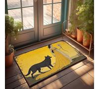 Zerbino autunnale per ingresso esterno con abito dorato, lupo nero: una storia misteriosa spiegato, zerbino per porta d'ingresso, tappeti per interni e cucina (50 x 80 cm)