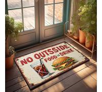 Zerbino autunnale per ingresso esterno vietato: non è consentito mangiare o bere all'esterno qui! Zerbino per porta d'ingresso, tappeti per interni e cucina (40 x 60 cm)