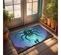 Zerbino autunnale per porta d'ingresso, due soldati affrontano un polpo gigante in una scena fantasy subacquea, zerbino di benvenuto per interni e cucina primaverile (50 x 80 cm)