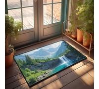 Zerbino autunnale per porta d'ingresso Nature'S Majesty: una cascata montuosa paesaggistica, zerbino decorativo per interni per ingresso (65 x 90 cm)