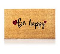 Zerbino Be Happy Fibra di Cocco - 70x40cm Zerbino Ingresso Casa con Superficie Antiscivolo in PVC e Fibra Cocco - Per Corridoi, Porte Esterne - Accessori per la Casa - Design Minimalista Originale