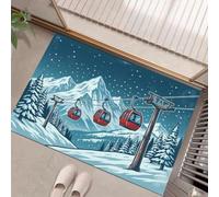 Zerbino Benvenuto Veicolo Turistico Escursioni Montagna Tappeto Antiscivolo 60X90Cm | Zerbino Paesaggio Invernale Ciano Scuro Decorazione Per Esterno Per Interno Soggiorno Cucina Ingresso Ufficio
