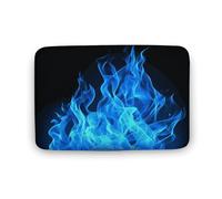 Zerbino blu con fiamma, in velluto di corallo, morbido, spesso, per gattonare, per camera da letto, soggiorno, antiscivolo, assorbente, lavabile in lavatrice, 50 x 80 cm