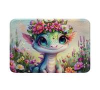 Zerbino Cartoon Dragon Cute Flower Dragon Fairytale Magic Animal Zerbino Ingresso Resistente Antibatterico Tappeto Ingresso Per Corridoio Porte Anteriori 40X60Cm