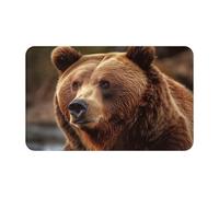 Zerbino cattura sporco, 49,5 x 80 cm, antiscivolo, lavabile, zerbino Grizzly Bear, per interni ed esterni, assorbente, a basso profilo, in flanella, tappeto da bagno
